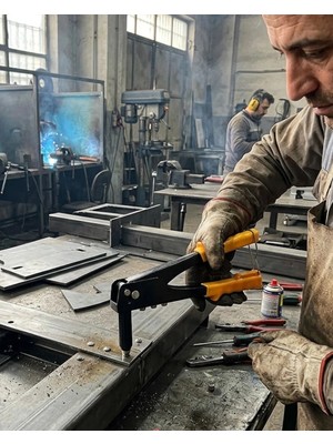 Calperia Profesyonel Perçin Tabancası Uzun Burunlu Kaymaz Tutma Kollu El Aleti