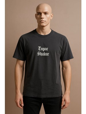 Discount World Discountworld Siyah Oversize Tupac Shakur Baskılı Tişört