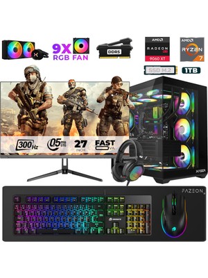 Xaser Star X570 Ryzen 7 7800X3D 16GB Ram 1tb M.2 Nvme SSD 16GB RX9060XT 27" 300Hz Oyuncu Bilgisayarı