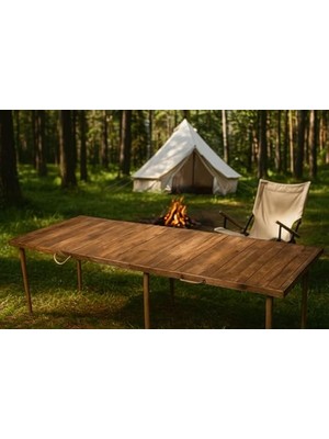 Esranın Dünyası Katlanır Kamp, Piknik ve Bahçe Masası 75X180 cm - Ceviz Renk