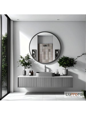 Lumora Mirror Design Swirl Modern Antrasit Boyalı Mdf Çerçeveli Dekoratif Ayna