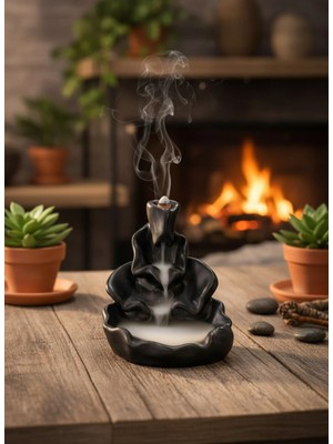 Nura Co Zen Mistik Duman Şelalesi Tütsülük | Dağ Tasarımlı Geri Akışlı Buhurdanlık | Meditasyon Yoga Hediye