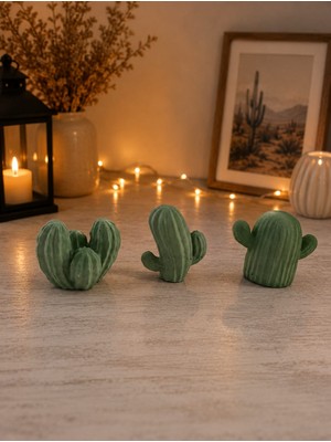 Ceku Home Tasarım 3'lü Dekoratif Kaktüs Obje Set