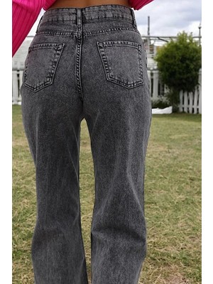ArVib Denim Loft Kadın/genç Kız Füme Geniş Paça Jeans - Şık Duruş Yüksek Bel Kot Pantolon