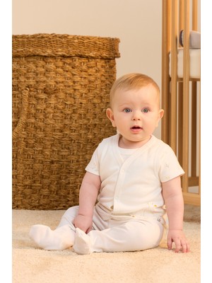 Minycenter Unisex Kaz Desenli Yelek 0 Ay-24 Ay Ekru