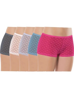 Nemere 5 Adet Kadın Komple Tül Dantel Boxer Külot