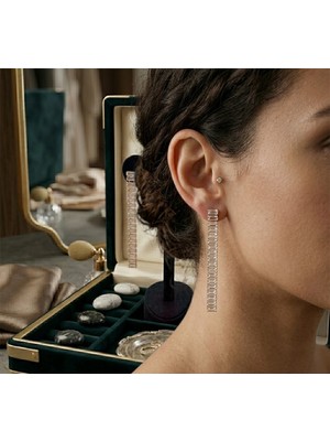 Gmn Collection Yeni Sezon Premium Seri 14K Altın Kaplama Taşlı Su Yolu Model Sallantılı Küpe