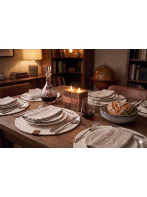 Fabrix Home 6 Adet Ekru Jüt Supla / Amerikan Servis Lux Sunum Tabak Altlığı