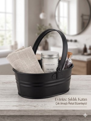 Leylart Kulplu Modern Siyah Metal Havluluk ve Banyo Organizeri