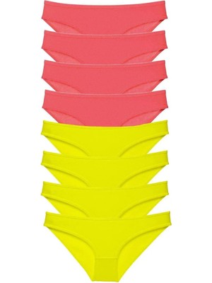 Nemere 8 Adet Süper Eko Set Likralı Kadın Slip Külot Sarı Fuşya