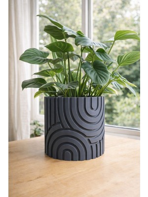Gri Loop Saksı: Dekoratif Minimalist, Modern Çiçek Saksısı 13CM Yükseklik x 14CM Genişlik 3D Pla