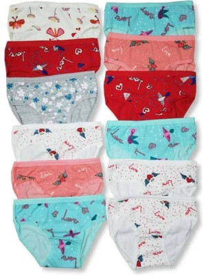 Nemere 12 Adet Kız Çocuk Desenli Slip Külot