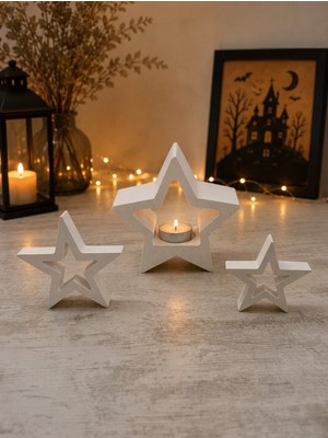 Ceku Home Tasarım 3'lü Dekoratif Yıldız Obje Mumluk