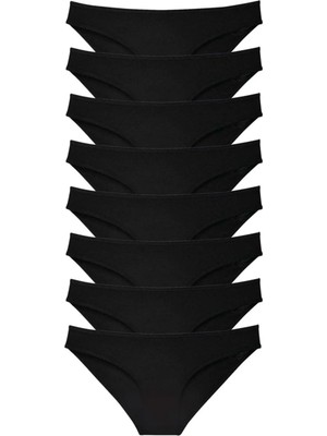 Nemere 8 Adet Süper Eko Set Likralı Kadın Slip Külot Siyah