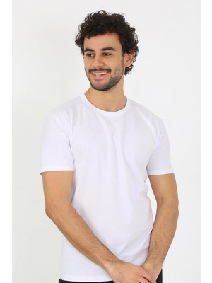 Moda Erkek Sıfır Yaka Beyaz Penye Atlet Beruflic