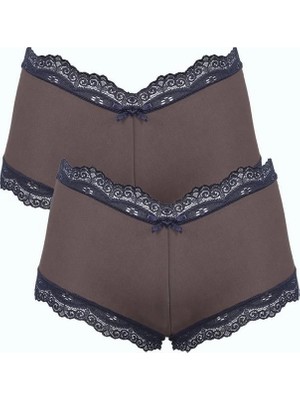 Moda Kadın Pamuklu 2li Boxer Kahve Beruflic
