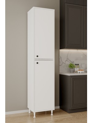 Aeka AE-2027 Lina 2 Kapaklı Raflı Dar Yüksek Boy Banyo Çok Bölmeli Depolama Dolabı 40X180 cm Çok Amaçlı Dolap