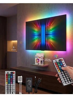 tp Buğz Rgb LED Strip 5 Metre Kumandalı 5050 Şerit LED Dekorasyon Işığı
