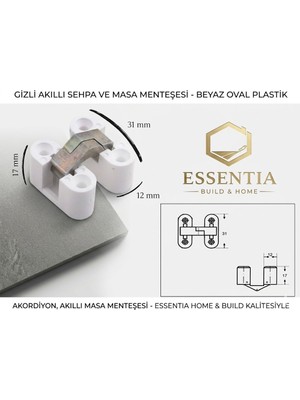 Gizli Akıllı Sehpa ve Masa Menteşesi Beyaz Oval Plastik , Akordiyon, Akıllı Masa Menteşesi 2 Adet