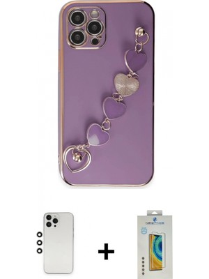 Marsilyan™- iPhone 12 Pro Kılıf Nova Işık Prime - Siyah Polymer Nano Ekran Koruyucu + Shine Kamera Lens - Gs