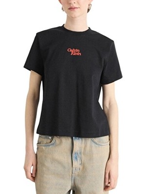 Calvin Klein Kadın Logo Detaylı Siyah Kısa Kollu T-Shirt