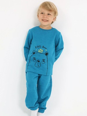 Luggi Baby Bisiklet Yaka Erkek Bebek Sweatshirt ve Eşofman Alt 2'li Takım