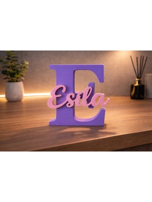 DU&ER ✨ Katmanlı Baş Harf & Isim Tabelası – Kişiye Özel 18 cm