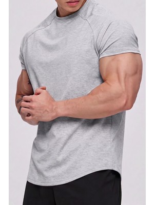 Genius Store Erkek Spor Tişört Running Sports Gym Reglan Oval Kesim Penye T-Shirt Ovalt-Shirt