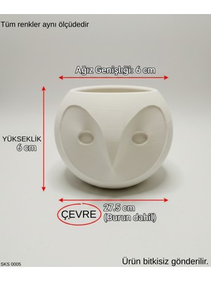 Gri Baykuş Figürlü Mini Dekoratif Saksı 6 cm Masaüstü Ofis Dekoru