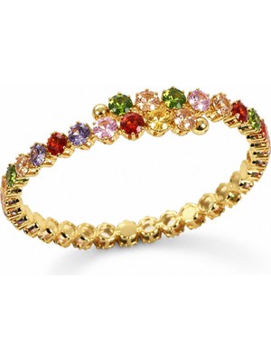 Serelya Pirinç Gold Renk Karışık Renk Zirkon Taşlı Kadın Bileklik