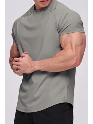 Genius Store Erkek Spor Tişört Running Sports Gym Reglan Oval Kesim Penye T-Shirt Ovalt-Shirt