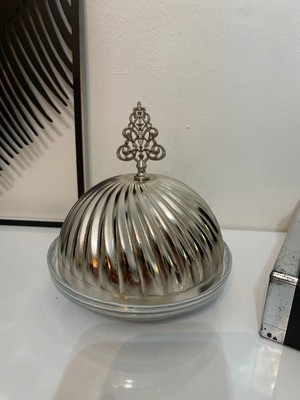 Statika Home Gümüş Kapaklı Lokumluk, Şekerlik, Çikolatalık, Bayram Şekeri Sunumluk 13 cm