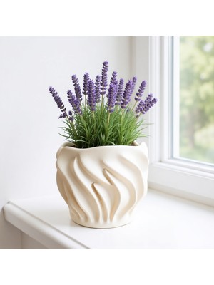Dalgalı Model:dekoratif, Minimalist, Kaktüs, Sükulent Saksı 12CM Yükseklik x 15CM Genişlik Pla