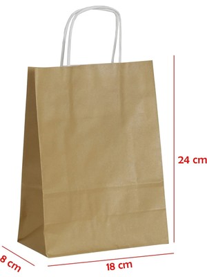 Net Market Büküm Saplı Kağıt Çanta Altın 18 x 8 x 24 (25 Adet)