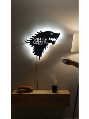 Wells Winter Is Coming LED Işıklı Duvar Tablosu - 65X50 cm Stark Temalı Aydınlatma