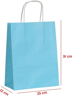 Net Market Büküm Saplı Kağıt Çanta Mavi 25 x 12 x 31 (25 Adet)