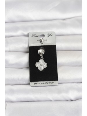 Kuşkaya Ticaret 316L Cerrahi Çelik Sallantılı Yonca Model Göbek Piercing