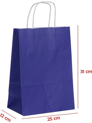Net Market Büküm Saplı Kağıt Çanta Lacivert 25 x 12 x 31 (25 Adet)