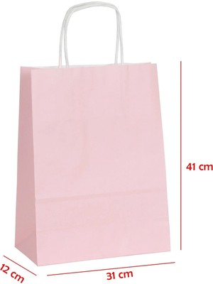 Net Market Büküm Saplı Kağıt Çanta Pembe 31 x 12 x 41 (25 Adet)