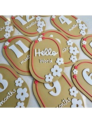 DU&ER Baby Milestones Flowers 13 Parça – Aylık Bebek Fotoğraf Çekim Kartları Doğum Anı Seti