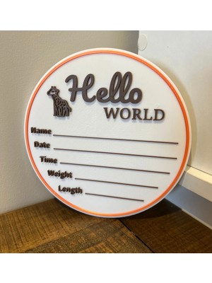 DU&ER Giraffe Hello World Bebek Milestone Dekor – Sevimli Safari Temalı Fotoğraf Anı Kartı