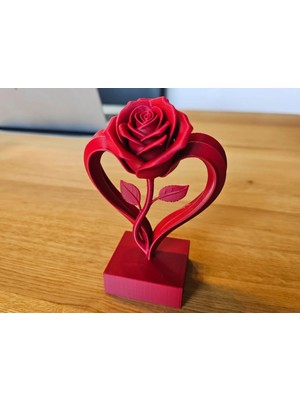 DU&ER Kalp Gül Dekoru Romantik Masaüstü Hediye Objesi