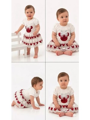 İkikareshop 9/18 Ay Payet Baskılı Etekli Bebek Takımı