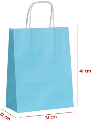 Net Market Büküm Saplı Kağıt Çanta Mavi 31 x 12 x 41 (25 Adet)