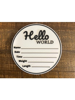 DU&ER Hello World Bebek Doğum Anı Kartı – Yenidoğan Karşılama & Fotoğraf Çekim Dekoru