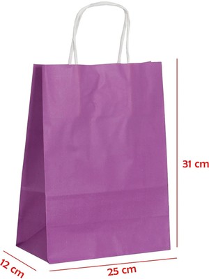 Net Market Büküm Saplı Kağıt Çanta Mor 25 x 12 x 31 (25 Adet)