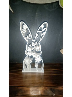 DU&ER Floral Desenli Tavşan Dekoratif Figür – Modern Paskalya Bunny Duvar & Masa Süsü