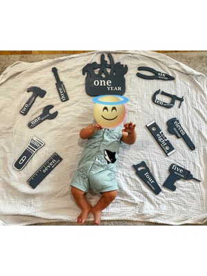 DU&ER Baby Milestone Tools 12 Parça – Aylık Bebek Fotoğraf Çekim Sayı Kartları Seti