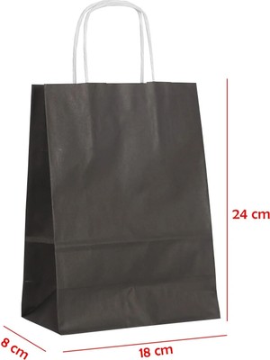 Net Market Büküm Saplı Kağıt Çanta Siyah 18 x 8 x 24 (25 Adet)
