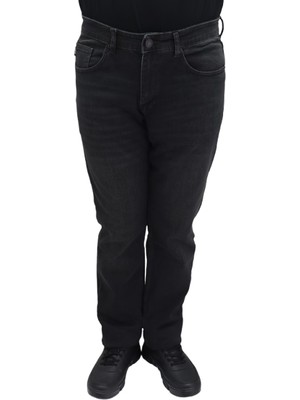 Hacker Fistan Store Erkek Füme Yüksek Bel Rahat Kesim Boru Paça Büyük Beden Jean Pantolon